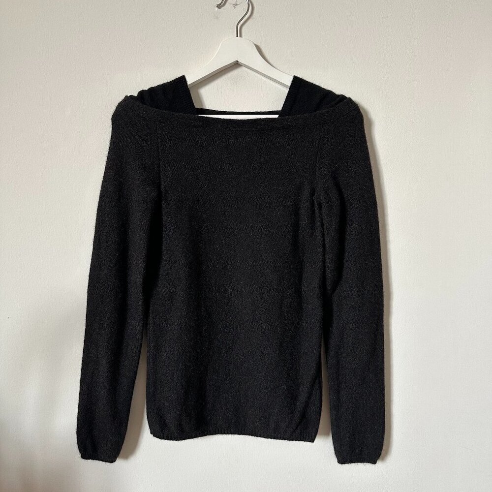 Narciso Rodriguez Black Yak Wool Blend Sweater Bateau Boat Neck Knit Size 2
